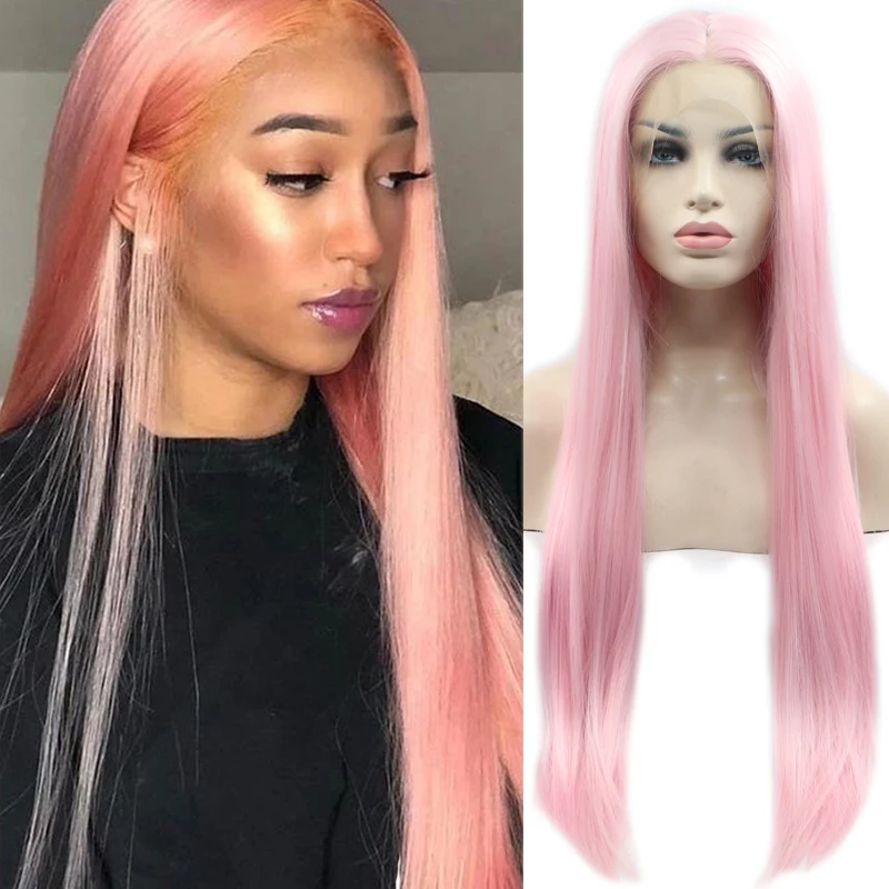 long hot straight light pink synthetic